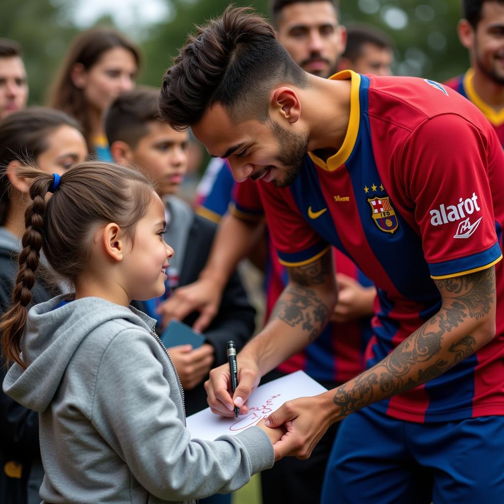 Neymar ký tặng fan nhí