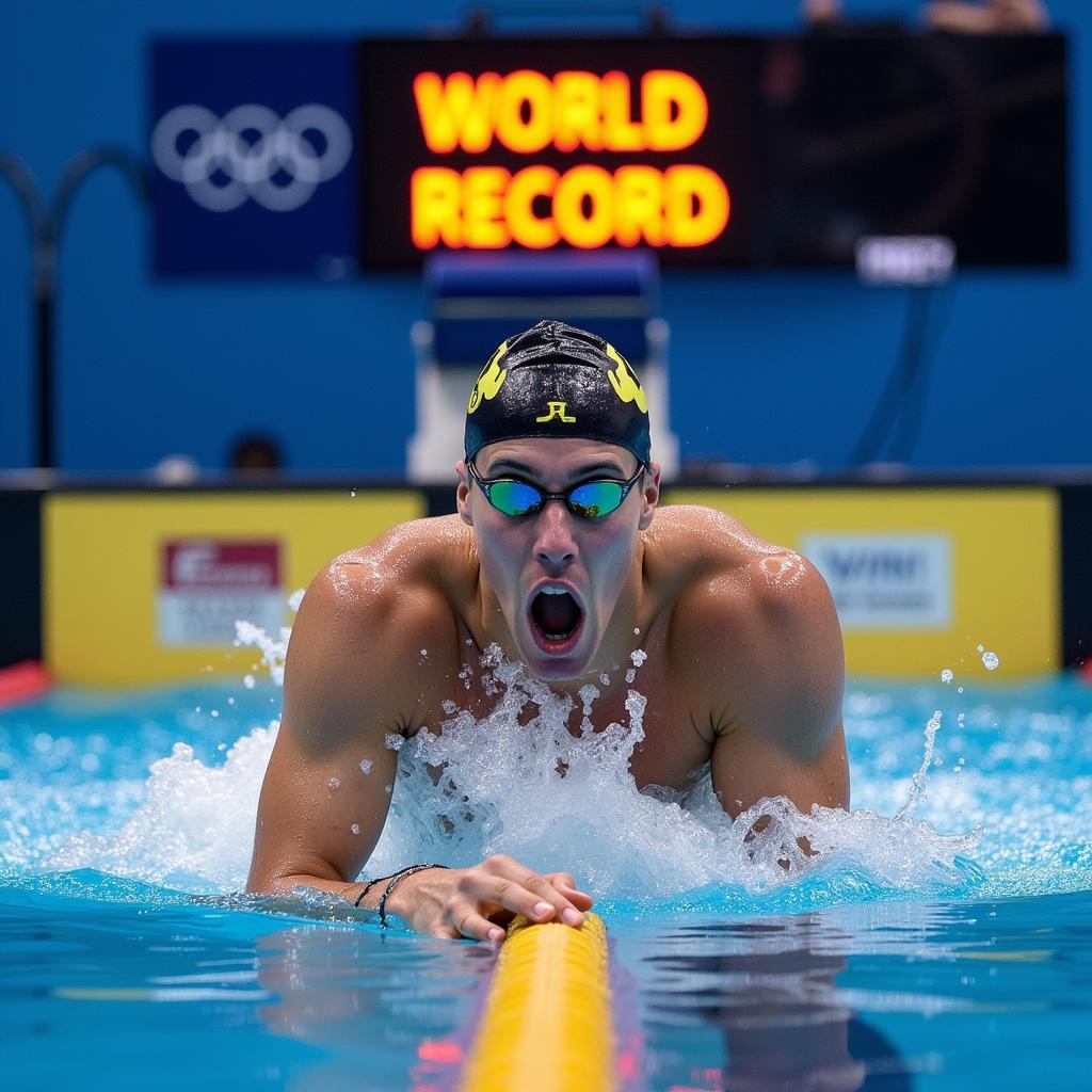 Olympic swimmer achieving a world record