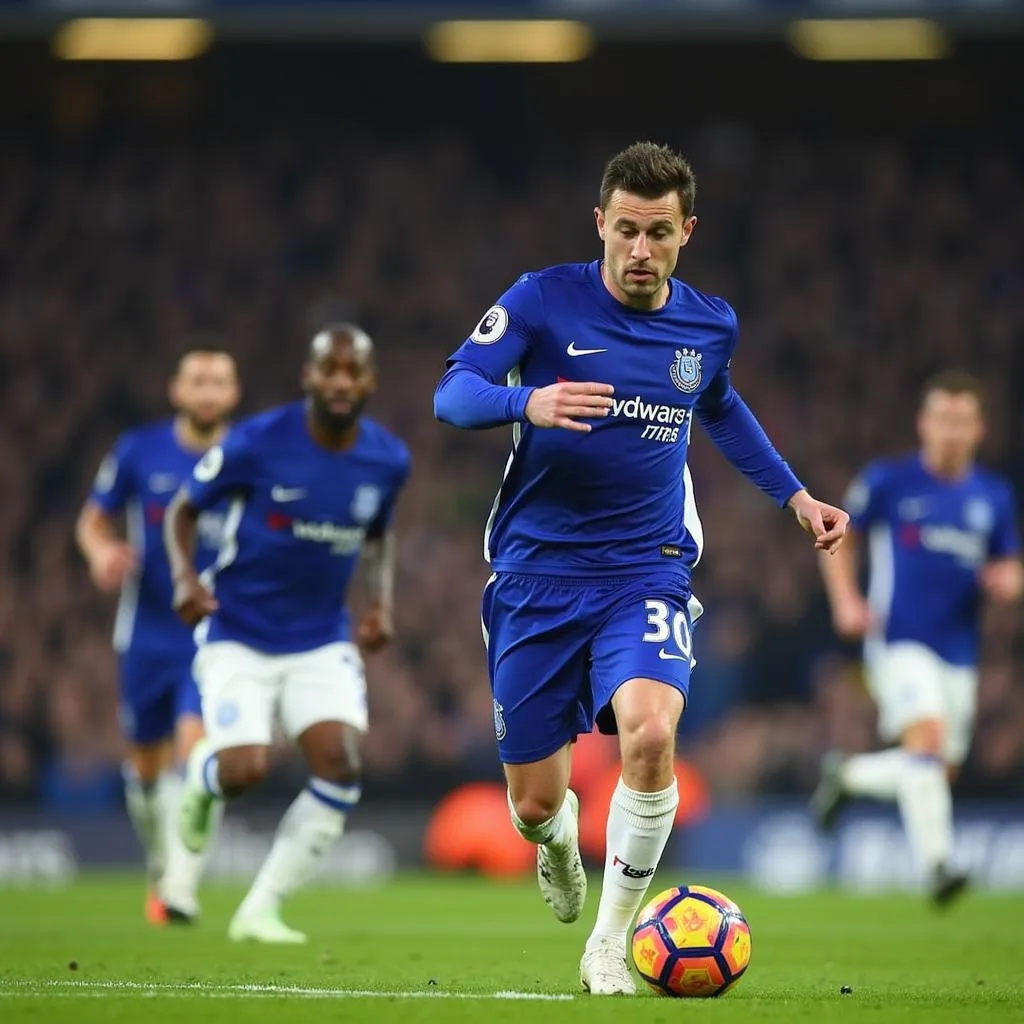 Eden Hazard đi bóng qua 4 cầu thủ Everton