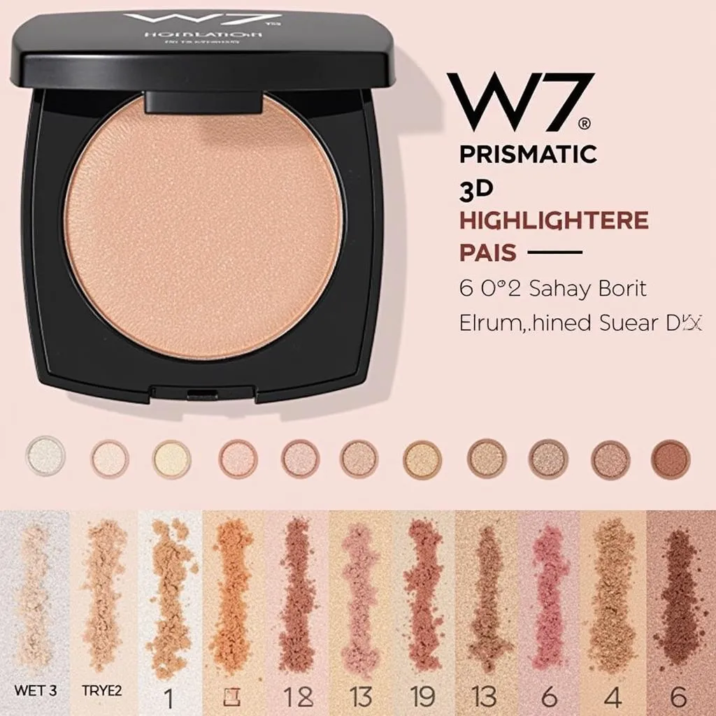 Bảng màu phấn tạo khối W7 Prismatic 3D Highlighting Palette Boshop