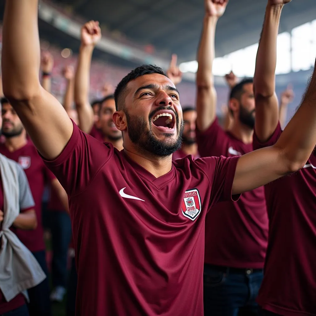 Qatar fans celebrating their team's victory in the Asian Cup