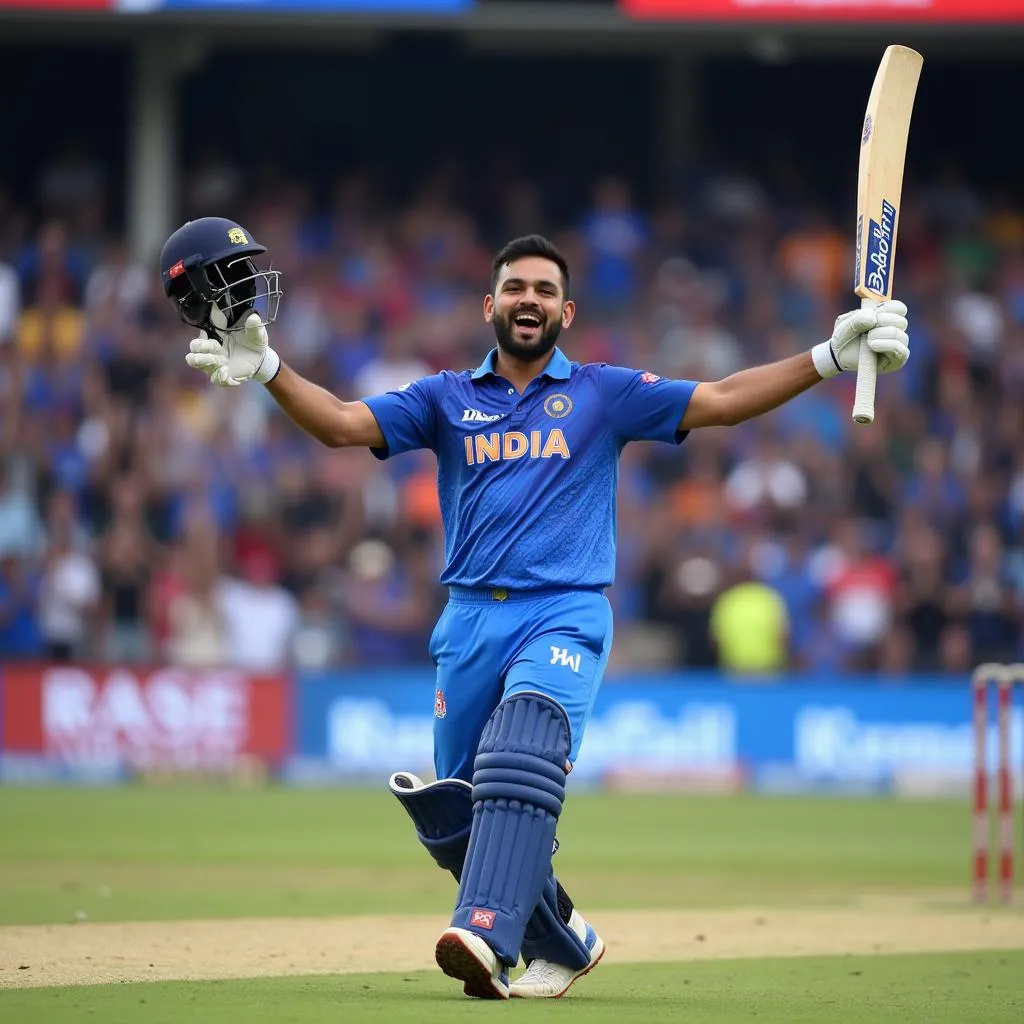 Rohit Sharma celebrating his magnificent century