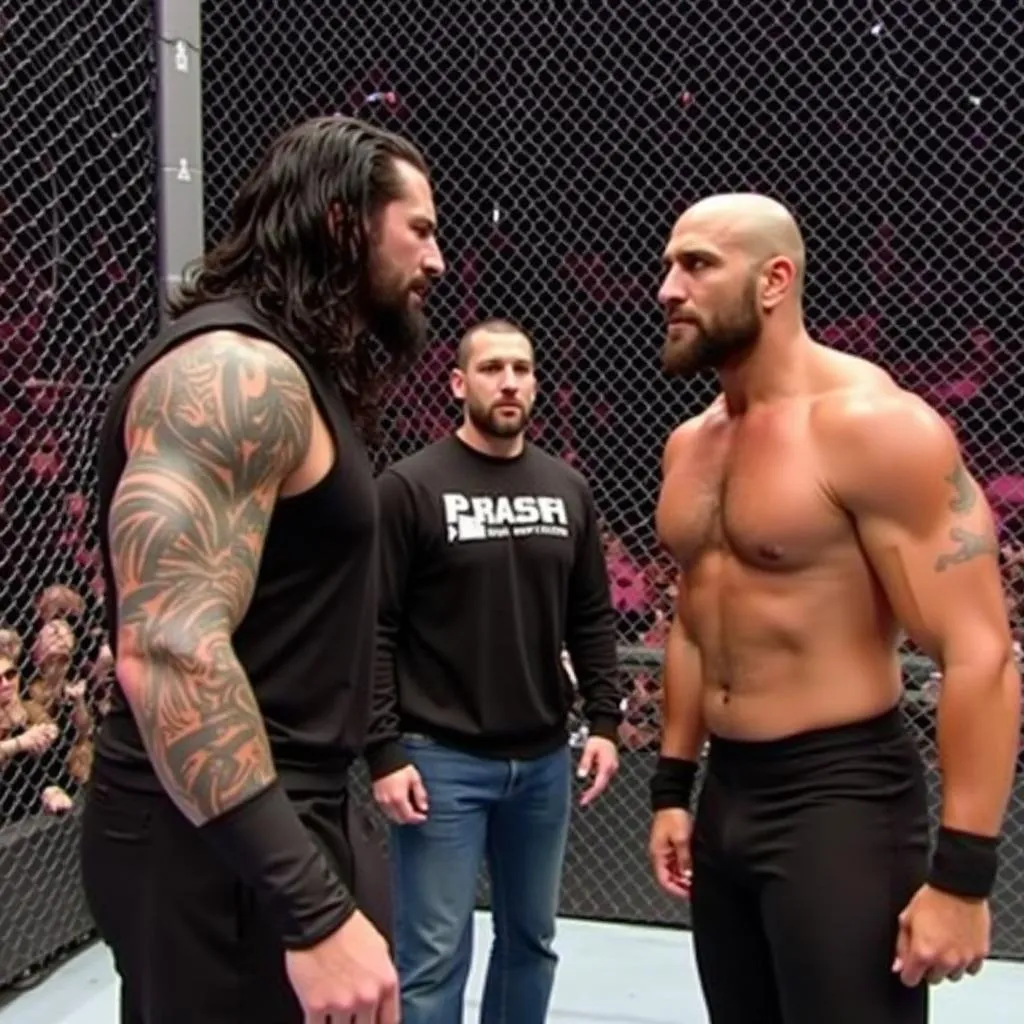 Roman Reigns và Rusev đối đầu trong trận đấu Hell in a Cell 2016