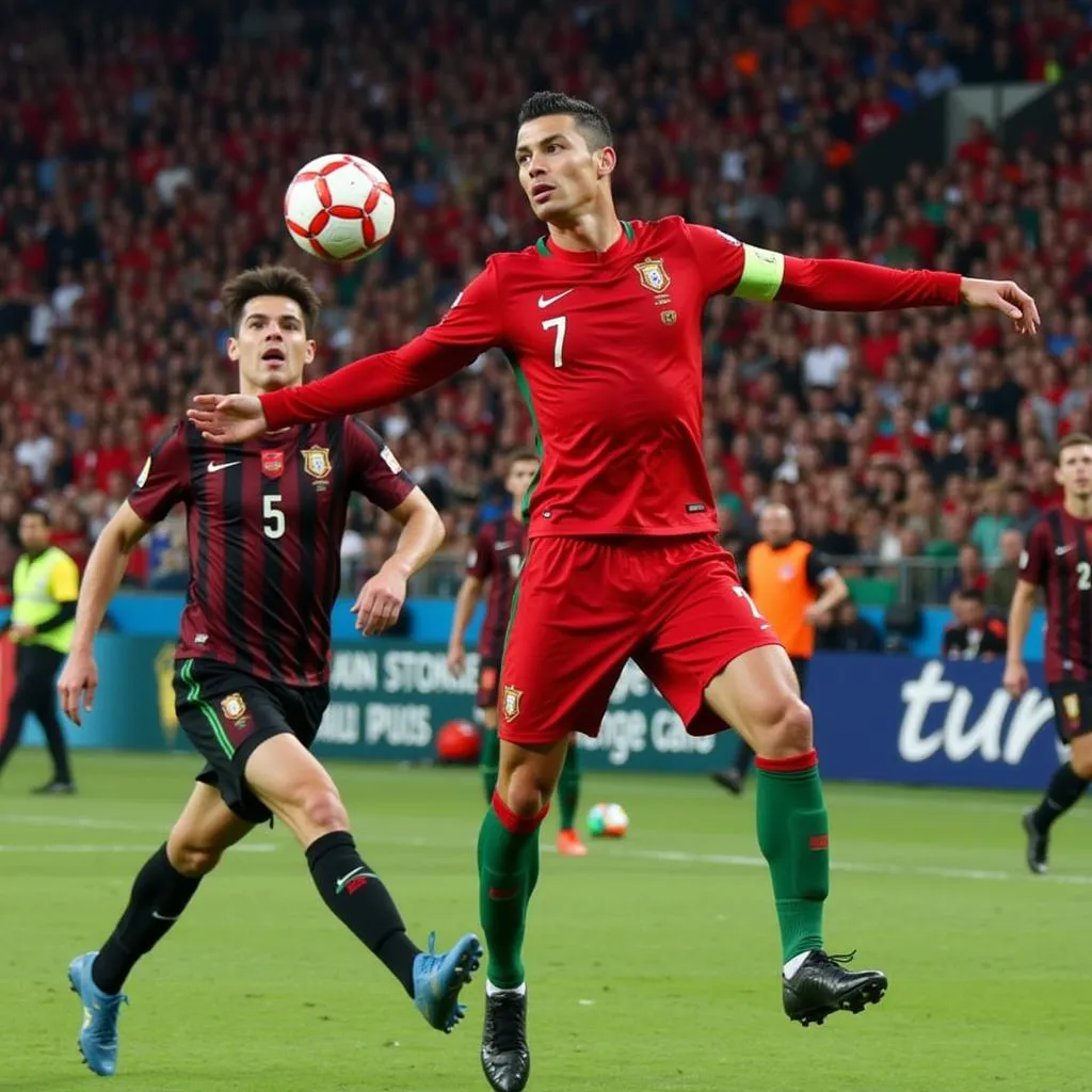 Ronaldo đánh đầu mở tỉ số trận Bồ Đào Nha - Ma Rốc