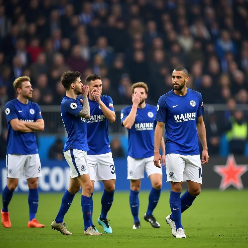 FC Schalke 04 players react to a goal scored against Manchester City