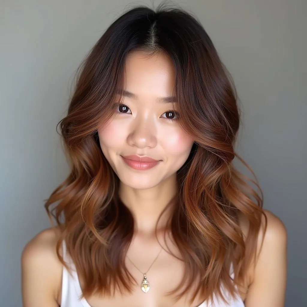 Brown hair with caramel highlights