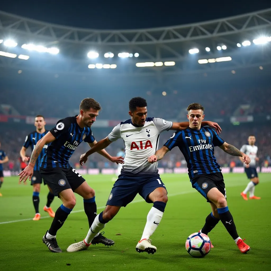 Cầu thủ Tottenham và Inter Milan tranh bóng