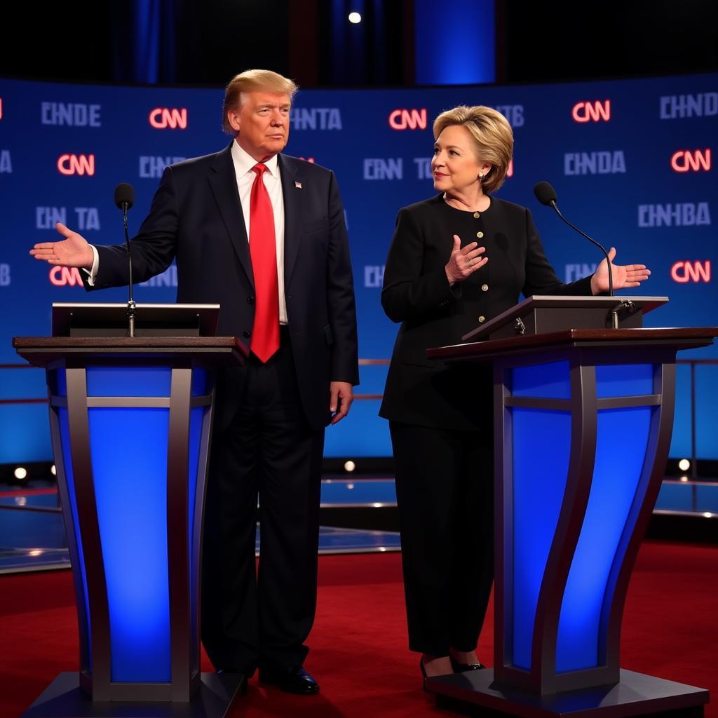 Trump and Clinton face off during a presidential debate