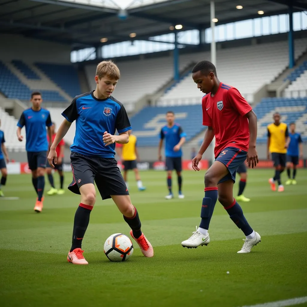 Young Footballers Training at Academy