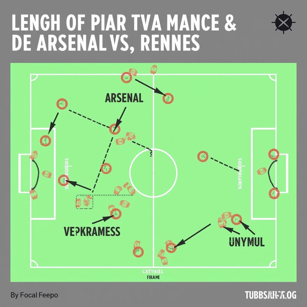 Sơ đồ chiến thuật của Arsenal và Rennes trong trận đấu