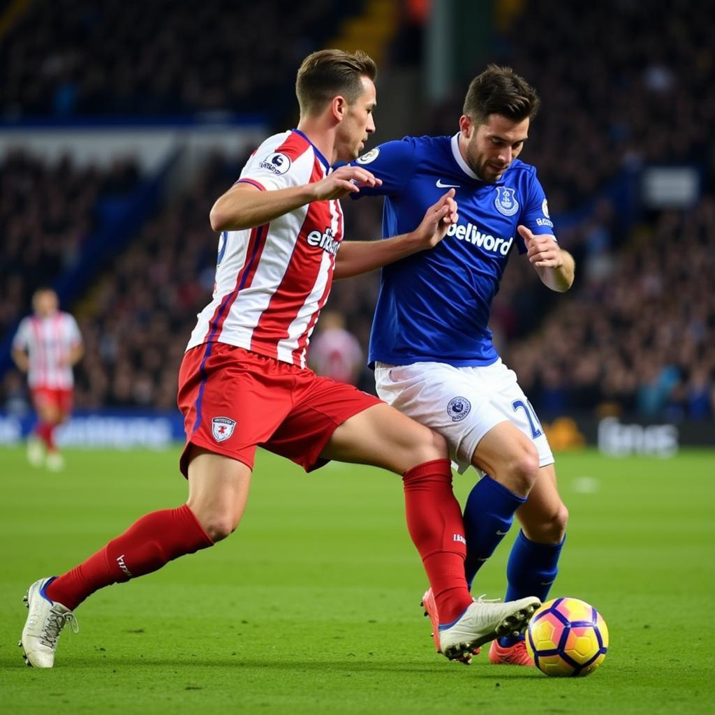 Brighton và Everton tranh chấp bóng quyết liệt