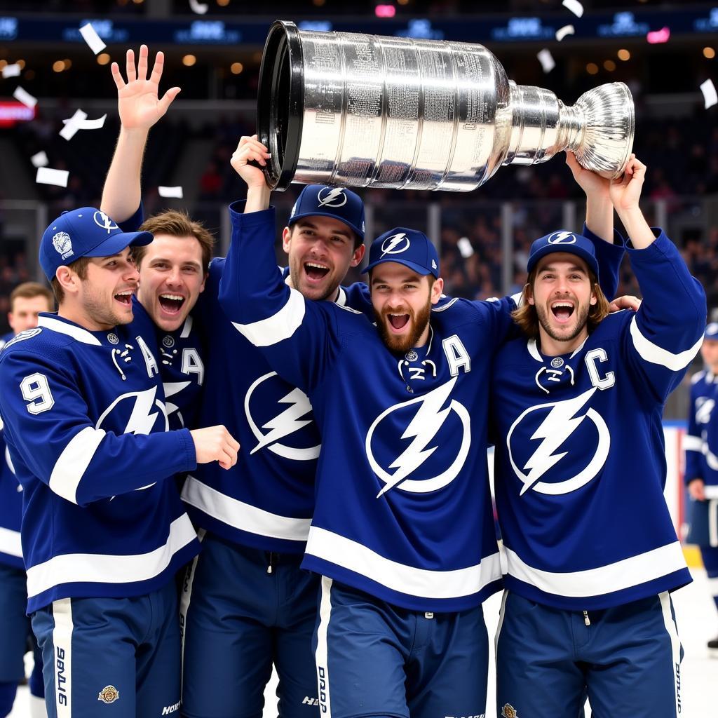 Tampa Bay Lightning celebrating their Stanley Cup victory