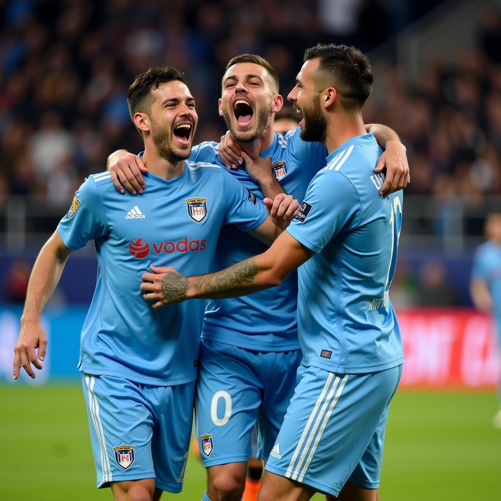 Cầu thủ Lazio ăn mừng bàn thắng tại Europa League