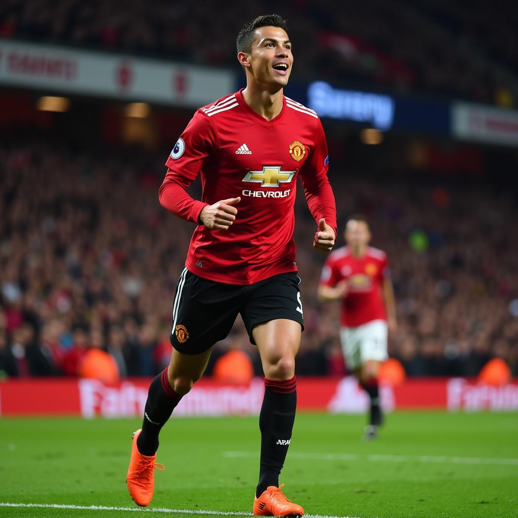 Cristiano Ronaldo ăn mừng bàn thắng cho Manchester United