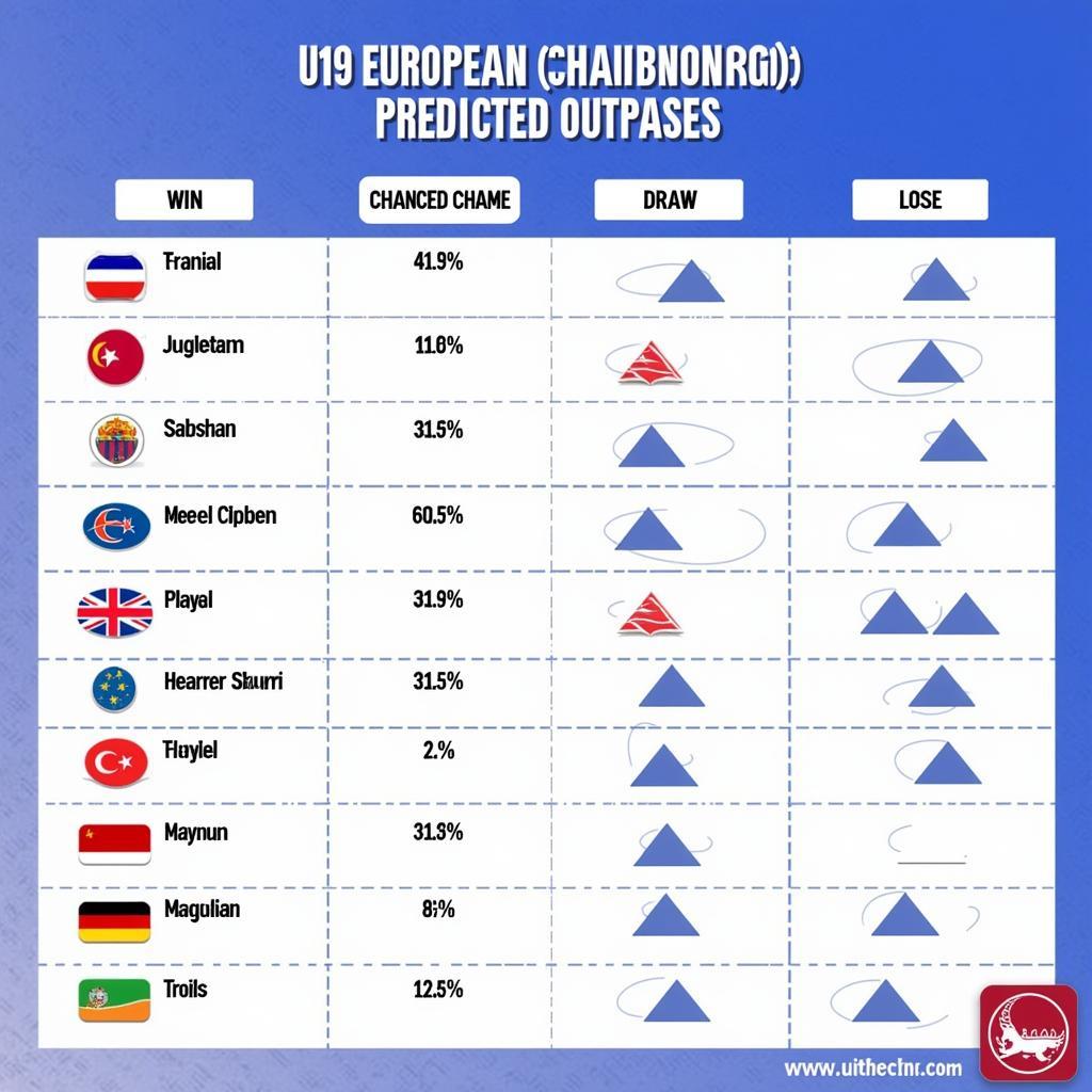 Biểu đồ dự đoán kết quả giải đấu U19 Châu Âu