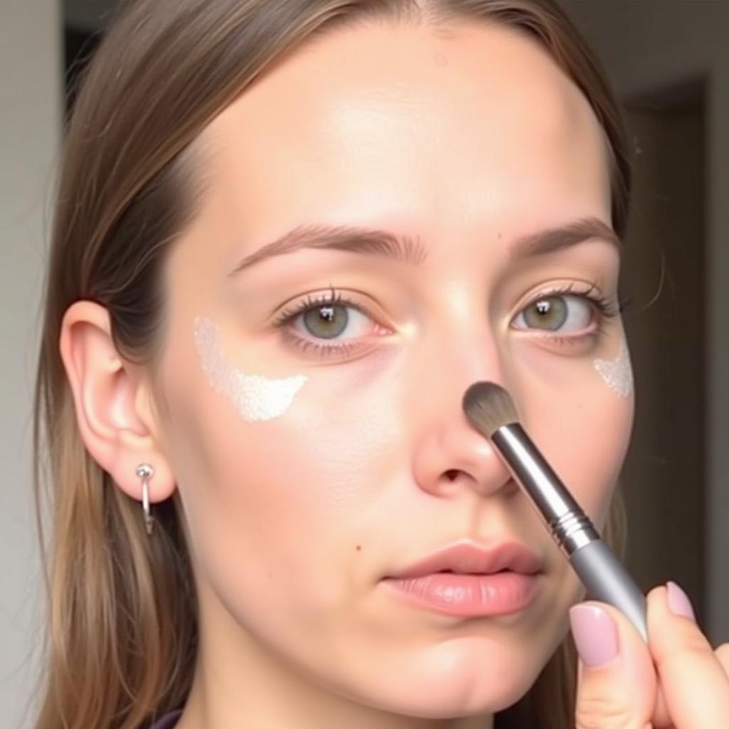 Applying Highlighter with the e.l.f. Tapered Highlighter Brush