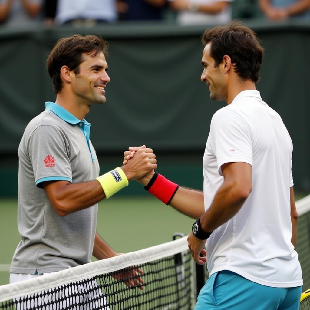 Federer và Nadal bắt tay sau trận đấu tại Indian Wells 2012