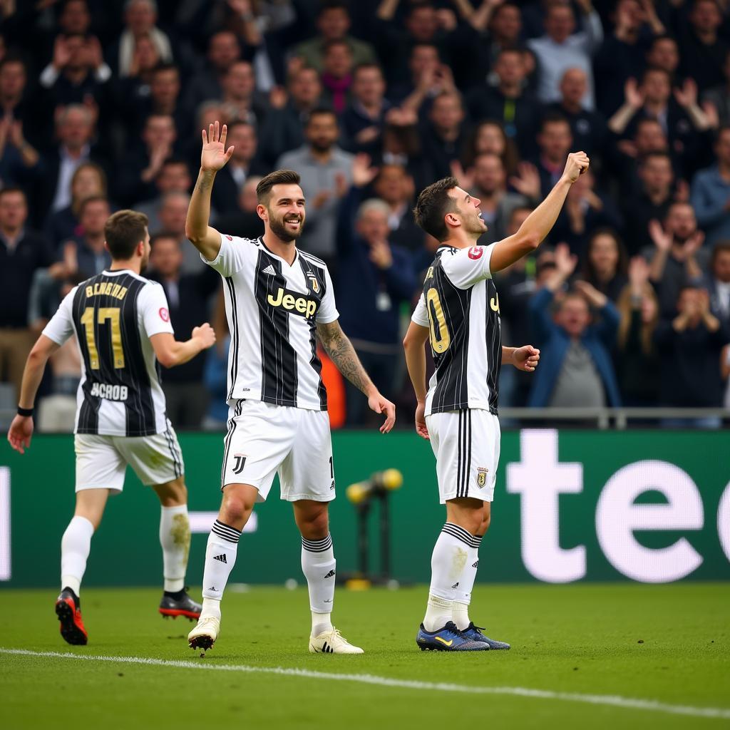 Juventus vs Parma ăn mừng bàn thắng