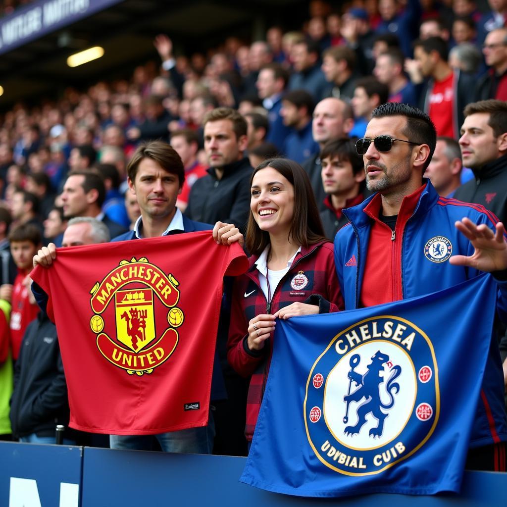 Cổ động viên Manchester United và Chelsea trên khán đài