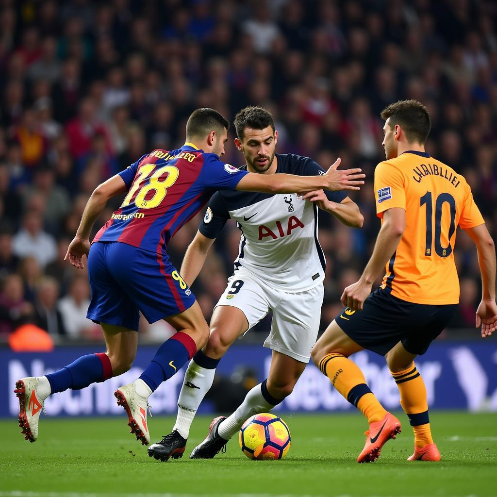 Những pha bóng gay cấn trong trận đấu Barca vs Tottenham