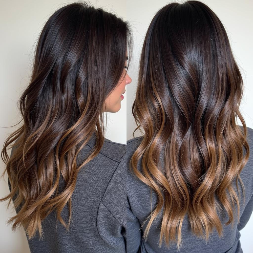 Kỹ thuật Balayage trên tóc đen