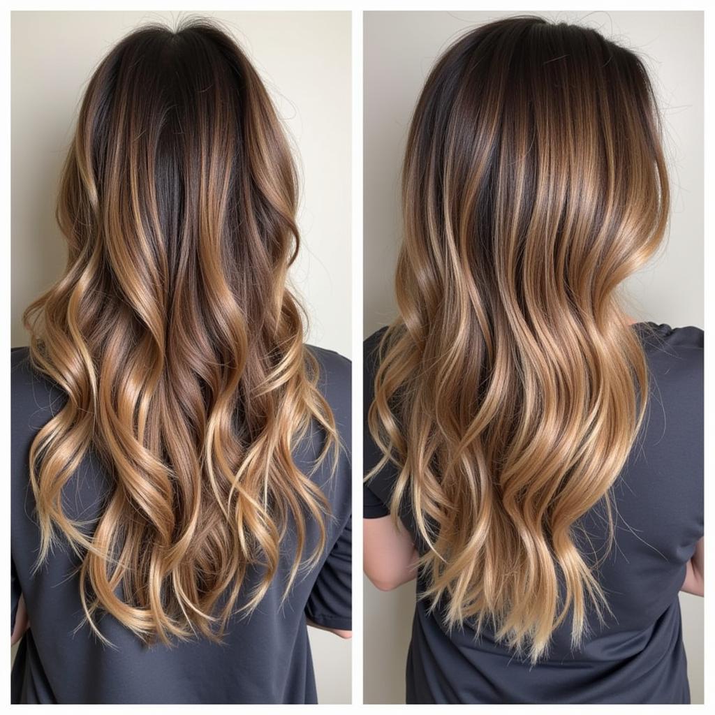 Kỹ thuật nhuộm highlight Balayage cho tóc uốn