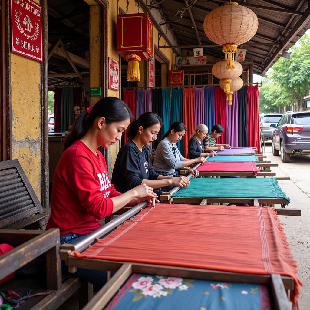 Làng lụa Vạn Phúc Hà Nội sản xuất sầm uất