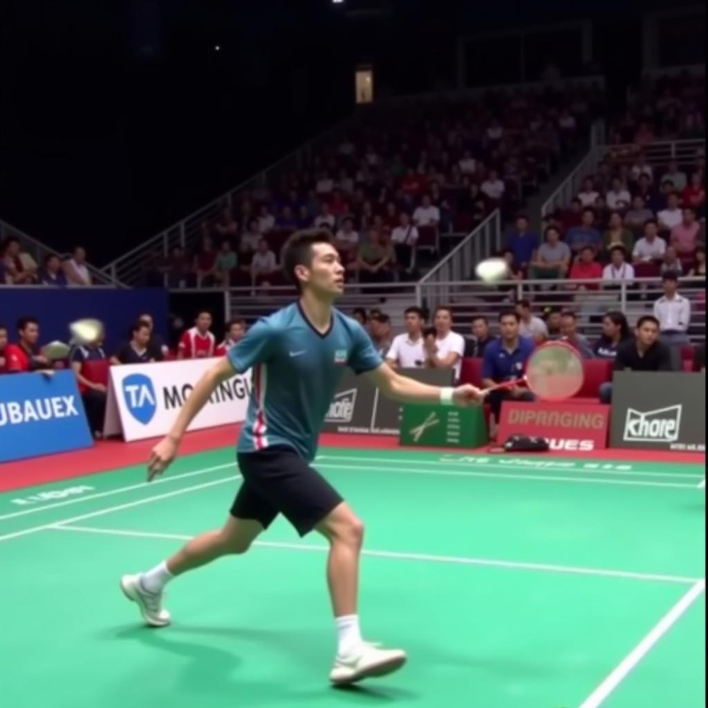 Lee Chong Wei trong một trận đấu căng thẳng