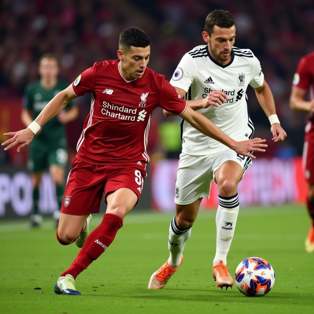 Cầu thủ Liverpool và Salzburg tranh bóng quyết liệt