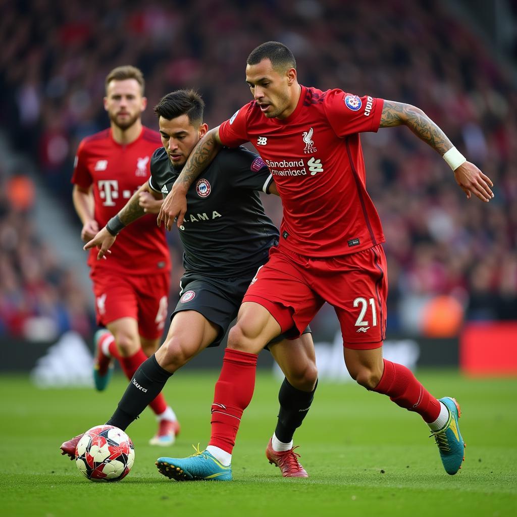 Liverpool và Bayern tranh chấp giữa sân