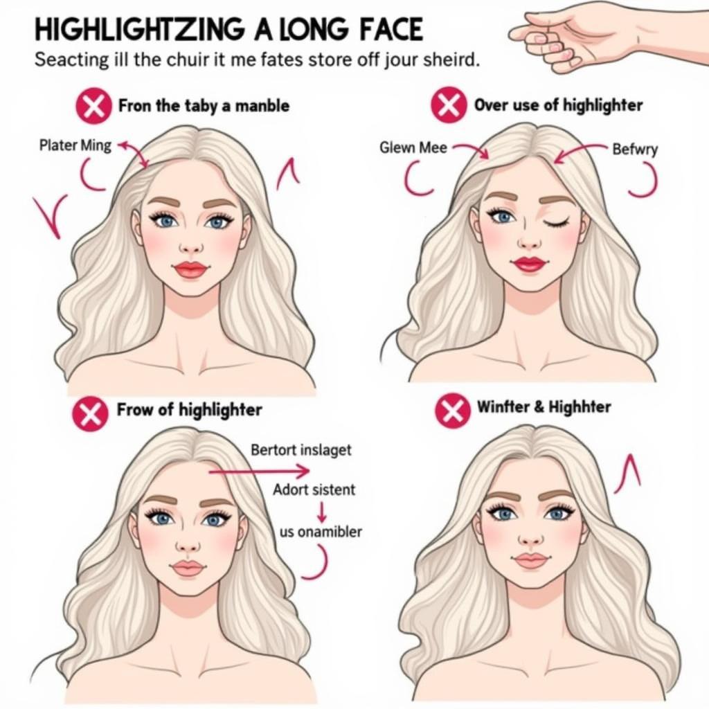 Những lỗi cần tránh khi đánh highlight cho mặt dài