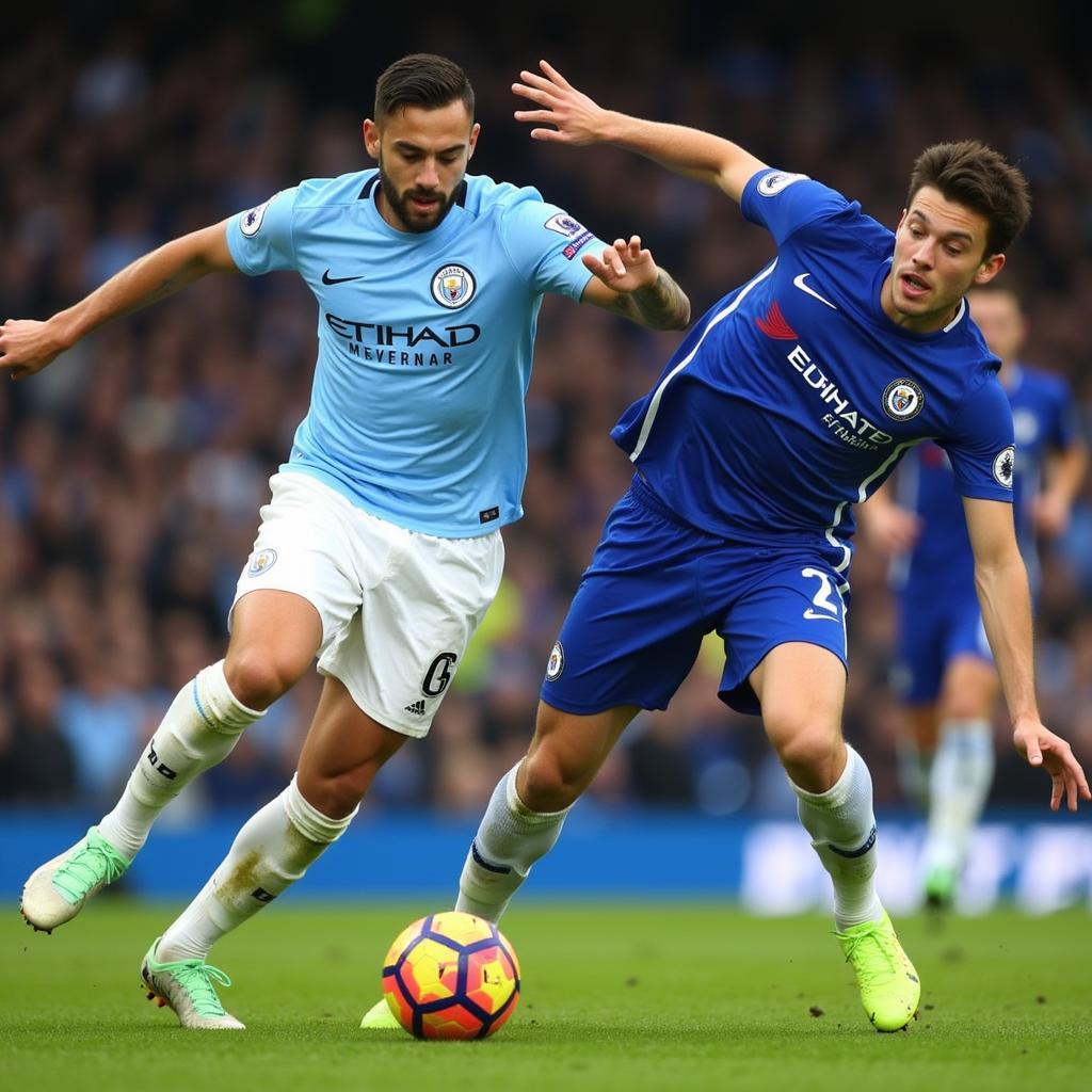 Man City tấn công dồn dập Chelsea