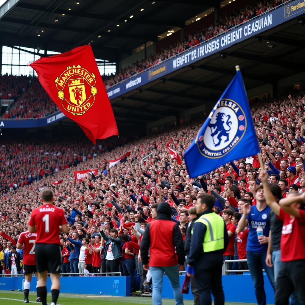 Cổ động viên cuồng nhiệt trong trận Man U vs Chelsea