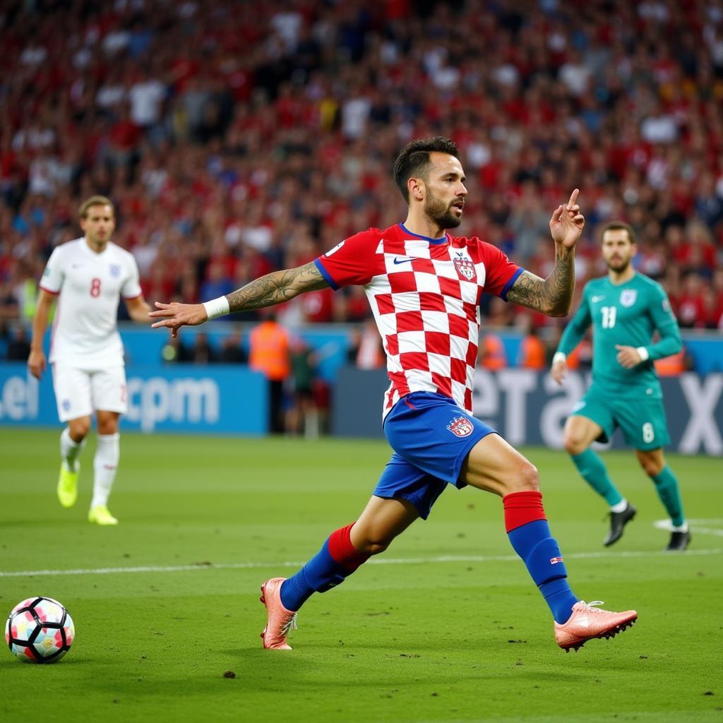 Mario Mandzukic ghi bàn thắng quyết định trong trận đấu Croatia vs England