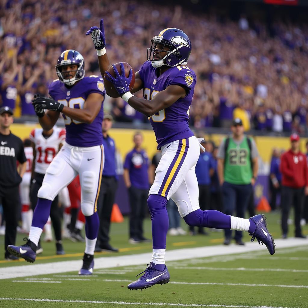 Stefon Diggs bắt bóng thành công trong pha Minneapolis Miracle