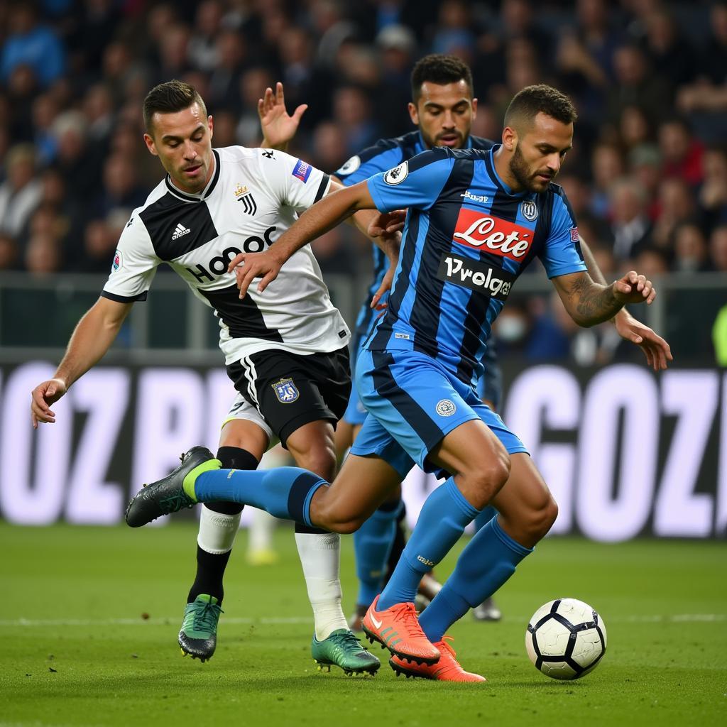 Napoli vs Juventus tranh chấp bóng quyết liệt