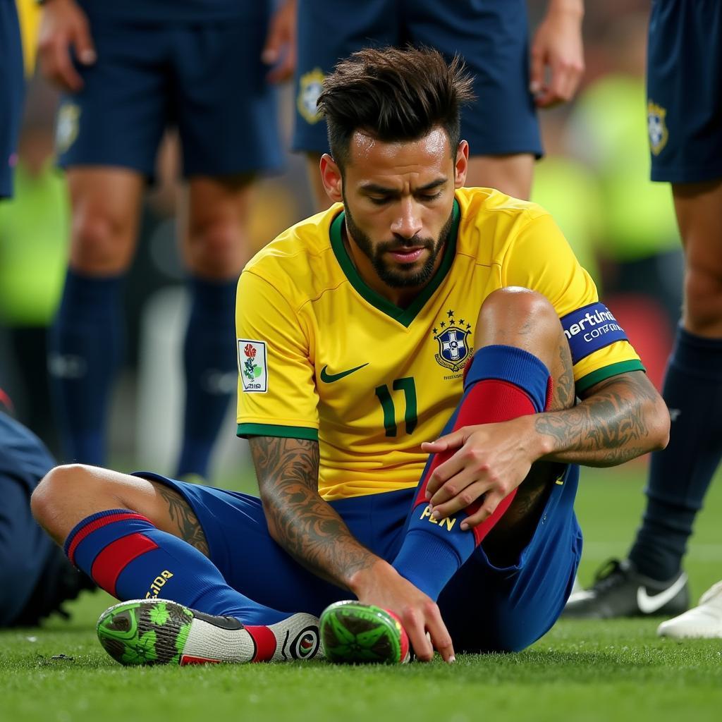 Neymar chấn thương rời sân trong trận Brazil vs Serbia