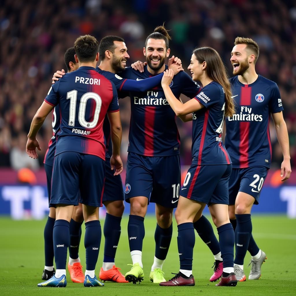 PSG ăn mừng chiến thắng trước Barca