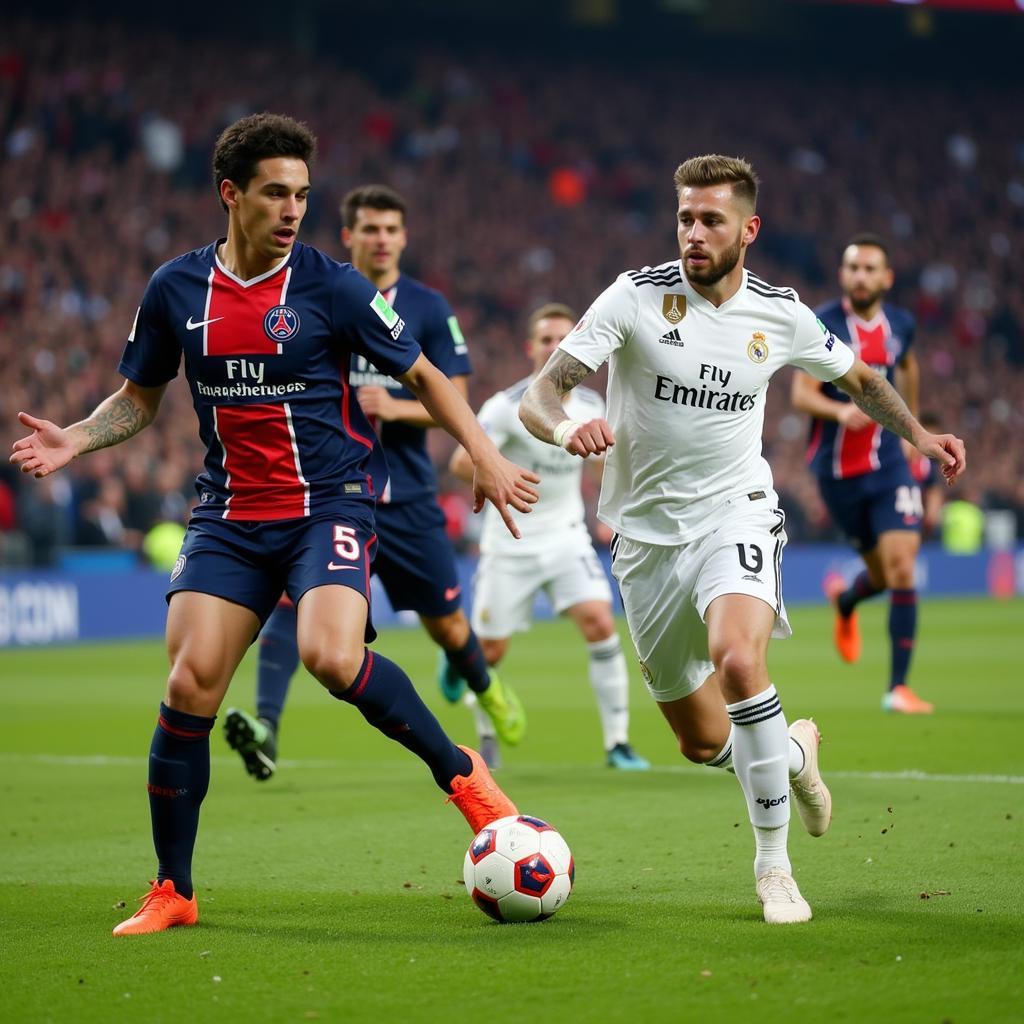 Hình ảnh trận đấu kinh điển giữa PSG và Real Madrid