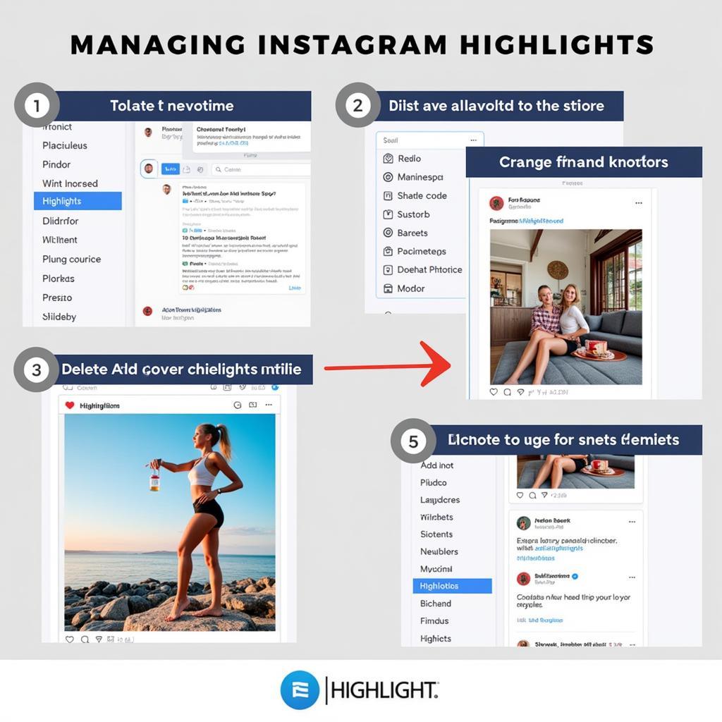 Quản lý highlight Instagram: Chỉnh sửa, xóa, thêm story mới, thay đổi ảnh bìa, sắp xếp lại thứ tự hiển thị highlight trên profile.