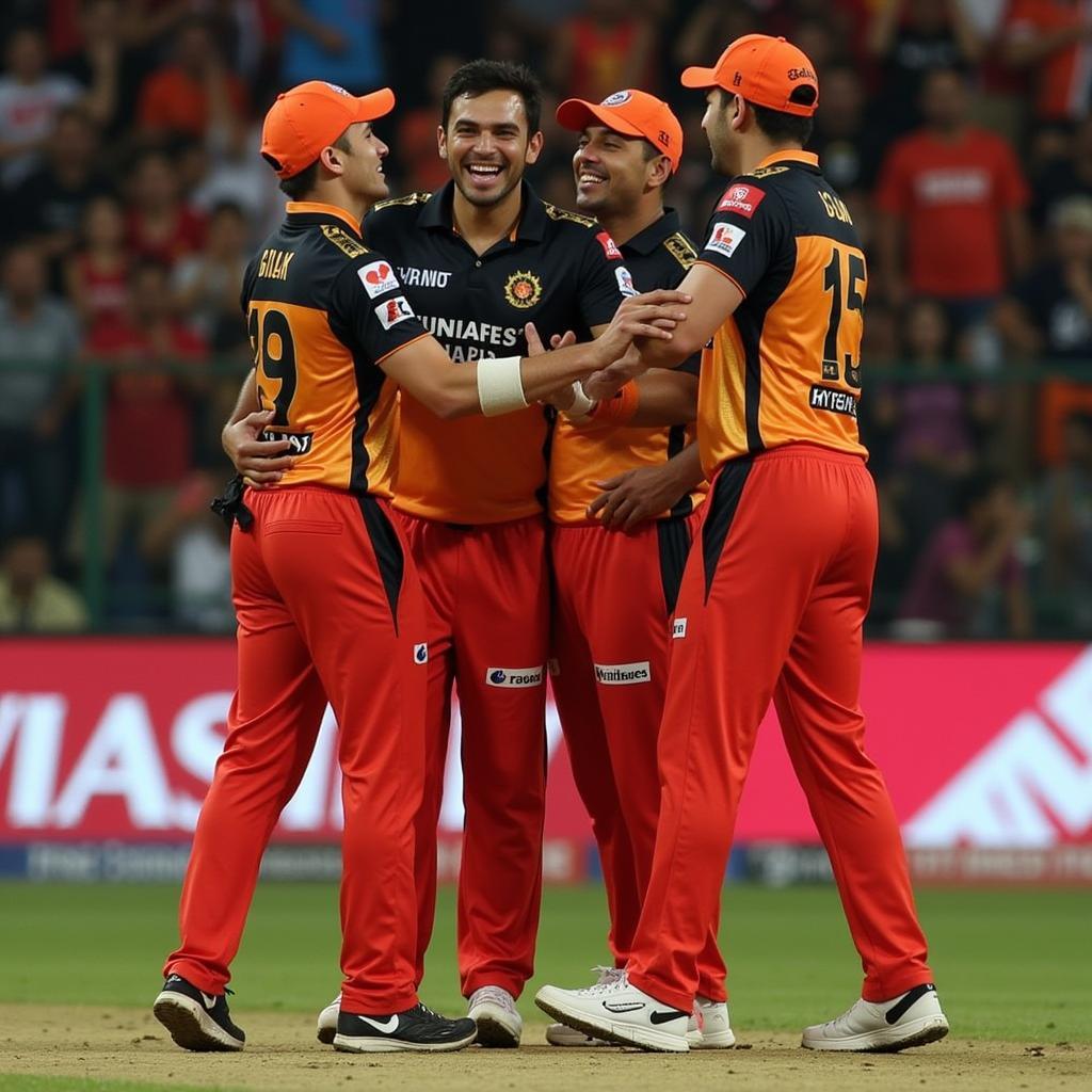 Khoảnh khắc ăn mừng chiến thắng của Sunrisers Hyderabad