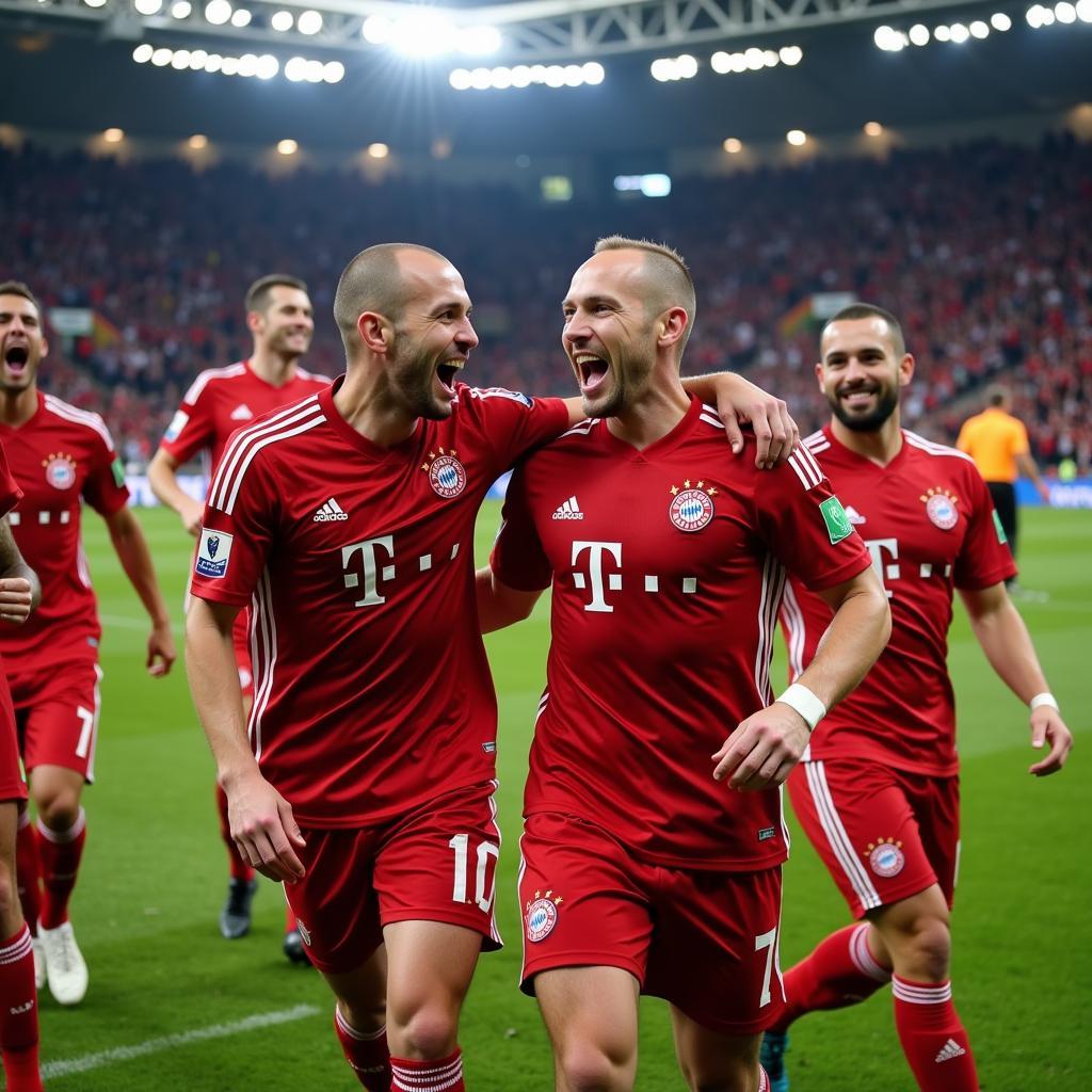 Ribery và Robben ăn mừng danh hiệu cùng Bayern Munich