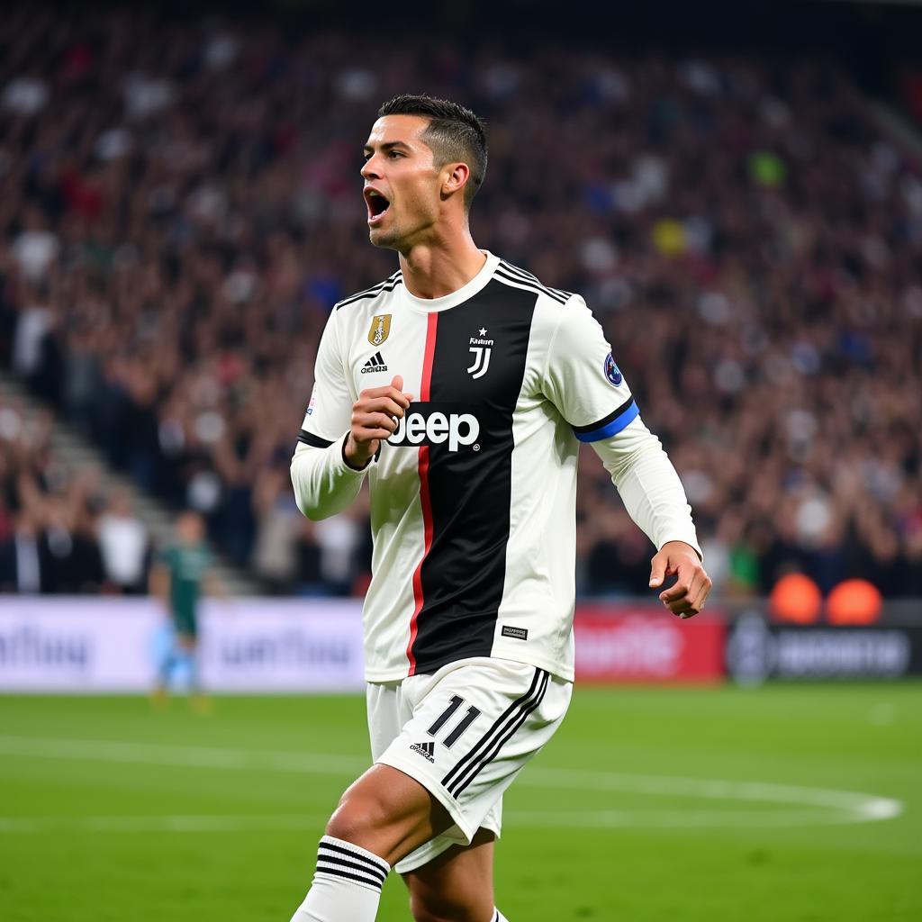 Ronaldo ăn mừng bàn thắng trong màu áo Juventus