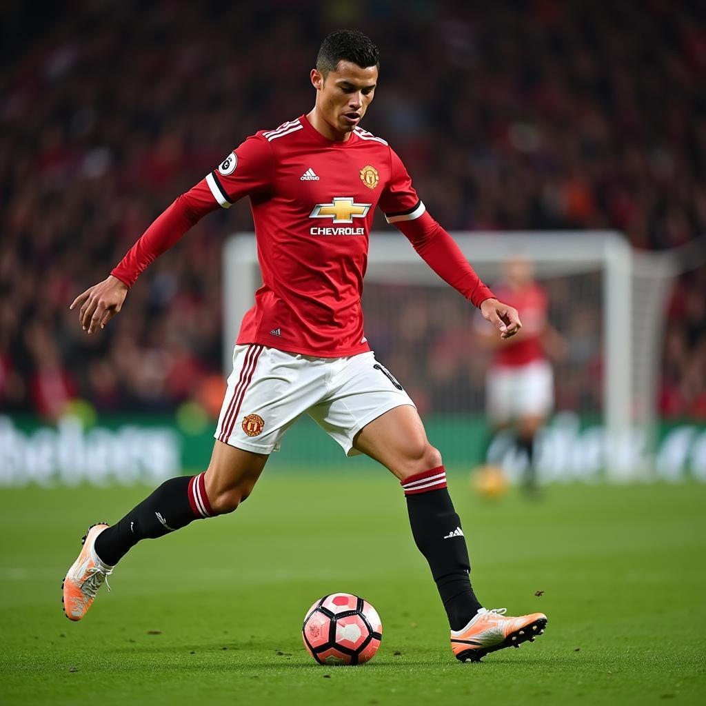 Cristiano Ronaldo thể hiện kỹ năng cá nhân tuyệt vời trong màu áo Manchester United