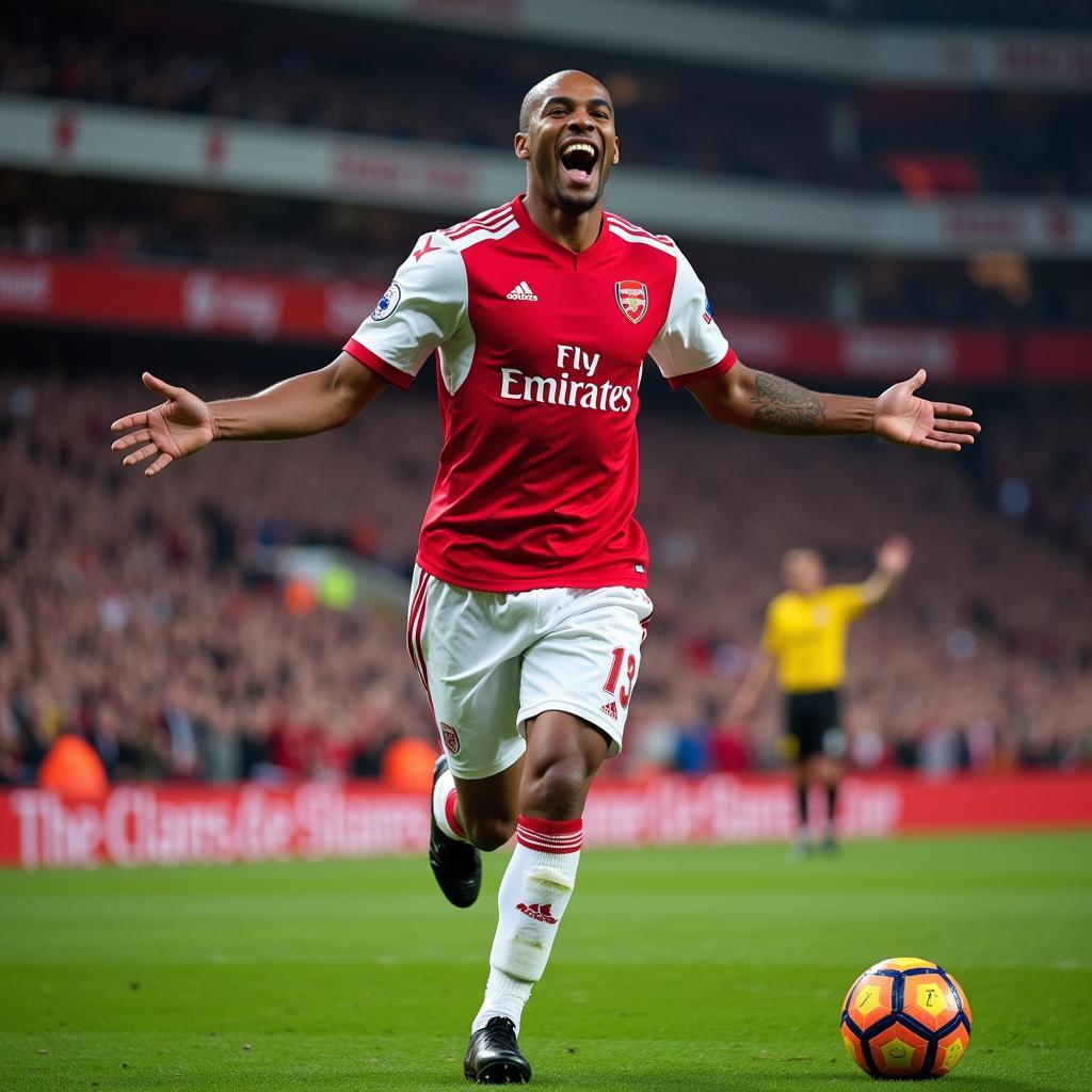 Thierry Henry ăn mừng bàn thắng trong màu áo Arsenal