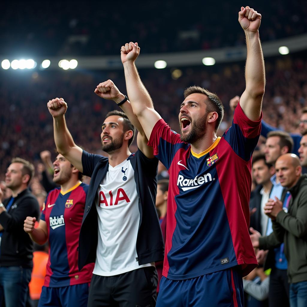 Cổ động viên Tottenham và Barca cuồng nhiệt cổ vũ