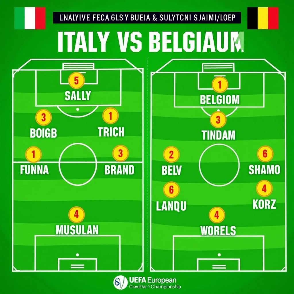 Đội hình ra sân của Italia và Bỉ trong trận đấu U17 Châu Âu 2018