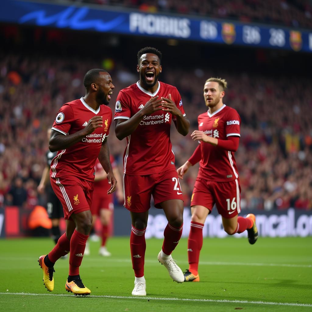 Wijnaldum ghi bàn thắng thứ hai trong trận đấu giữa Liverpool và Barca