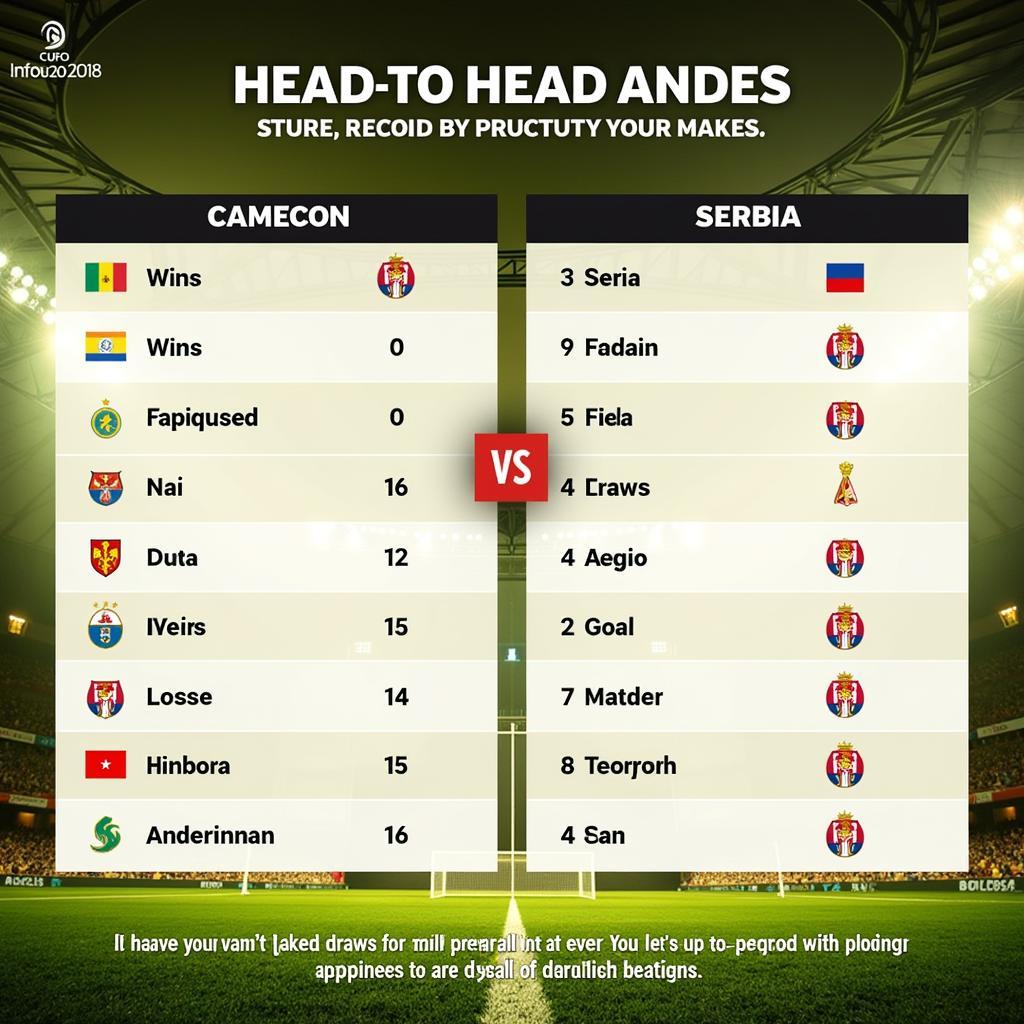 Lịch sử đối đầu Cameroon vs Serbia