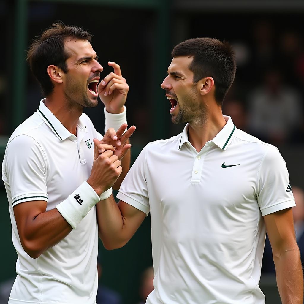 Nadal và Djokovic trong trận chung kết Wimbledon 2019